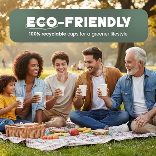 Paper Cups 8 oz 1000 Pack for Coffee & Tea Made in USA (1000 Count)