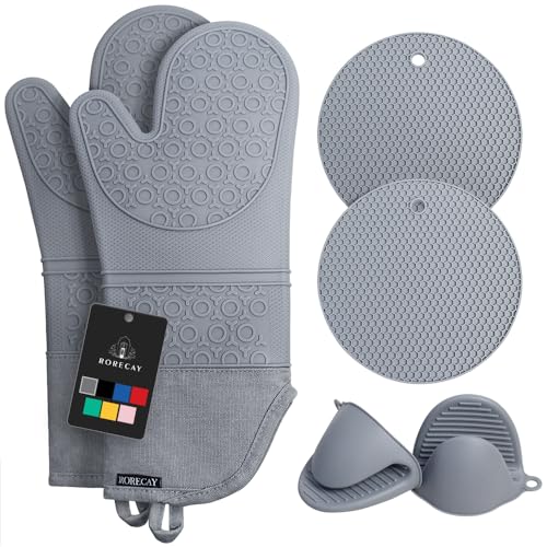 Silicone Oven Mitts and Pot Holders Sets