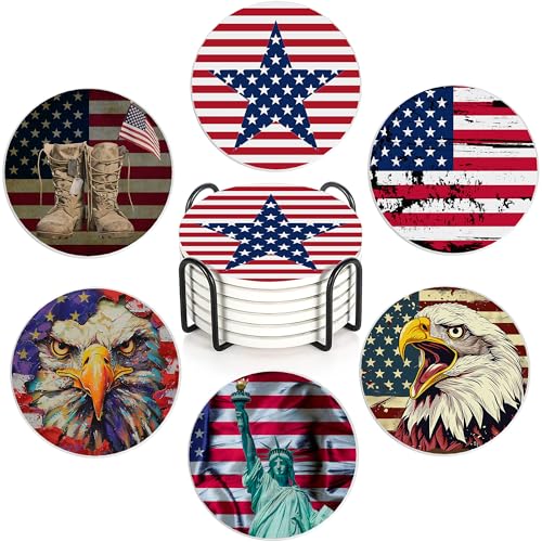 Drink Coasters Set of 6 with Holder