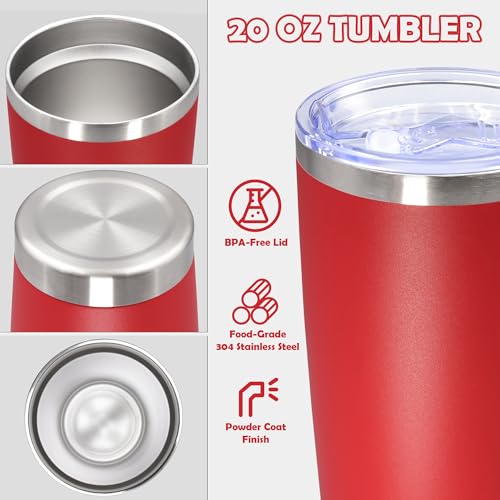 20oz Tumbler Stainless Steel Tumbler Coffee Tumbler with Lid Red