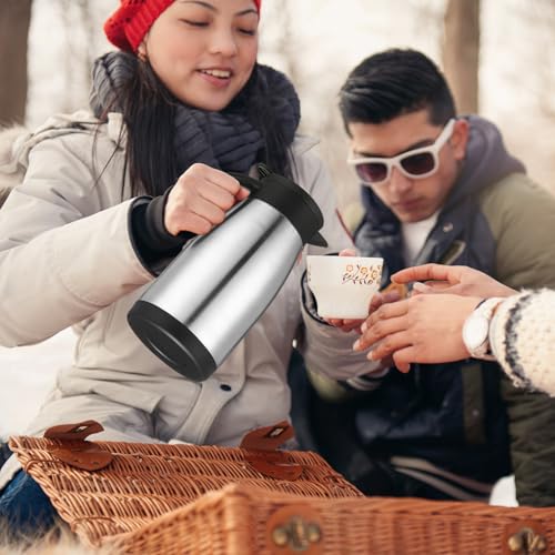 2 Pcs Thermal Coffee Carafe Insulated Stainless Steel Coffee Carafe for Hot Liquid Vacuum Thermal Pot Creamer Pitcher Dispenser with Brushes Keeping Hot Water Milk (2 Count)