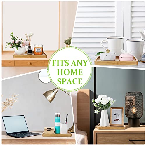 3 Pcs Bamboo Tray for Bathroom Bamboo Vanity Bathroom Counter Organizer Decorative Tea Serving Tray for Dresser Coffee Table Home Decor Toilet Tank Candle Perfume (3 Count)