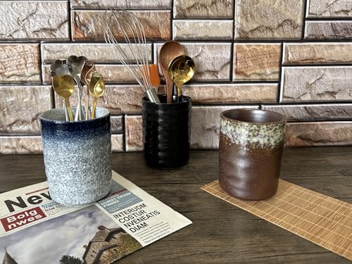 Stoneware Coffee Bar Utensil Holder Tea & Coffee Spoon & Stirrer Holder for Stir Stick Straw Teaspoon Holder Espresso Spoon Cup Small Utensil Jar