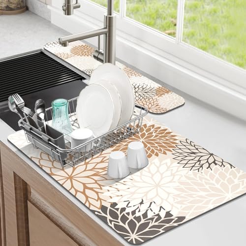 2PCS 16" x 24" Dish Drying Mat & 24" x 5.5" Sink Splash Guard
