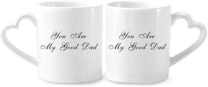 Good Dad Father's Festival Quote Couple Porcelain Mug Set Ceramic Lover Cup Heart Handle