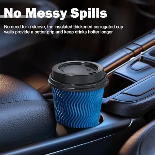 90 Pack 8 oz Disposable Coffee Cups with Lids and Straws (90 Count)