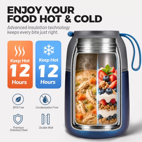 Insulated Thermo Food Jar for Hot & Cold Food for Kids Adult (2 Count)
