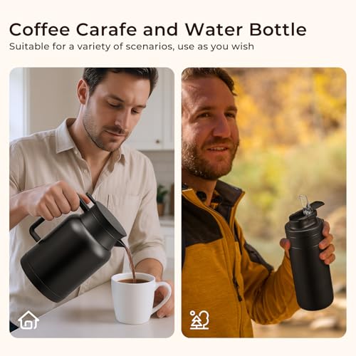 2 Pack 49oz Thermal Coffee Carafe and 15oz Insulated Water Bottle (2 Count)