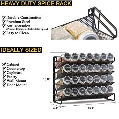 Spice Rack Organizer with 28 Spice Jars