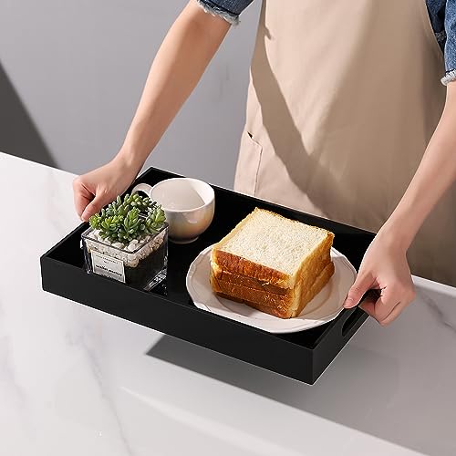 Glossy Black Sturdy Acrylic Serving Tray with Handles