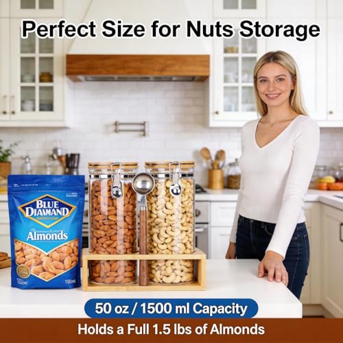 KKC Airtight Glass Nut Storage Jar with Spoon (5 Count)