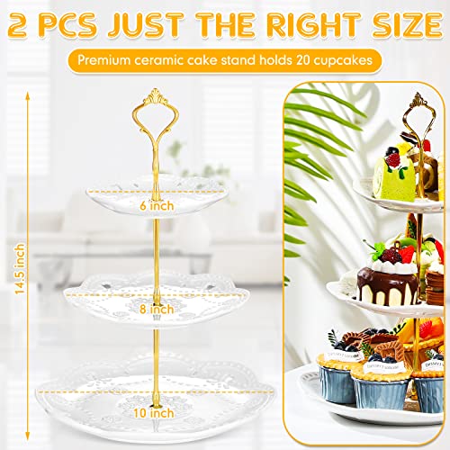 2 Pcs 3 Tier Porcelain Cupcake Stand (2 Count)