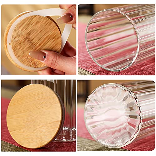 24 FL OZ Airtight Glass Jars with Bamboo Lids Spoons Coffee Canister