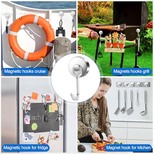 Magnetic Hooks Magnet Hook for Cruise Cabins Fridge 80LBS 6Pack (6 Count)