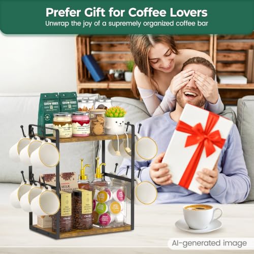 Coffee Station Bar Organizer Mug Holder Stand Countertop