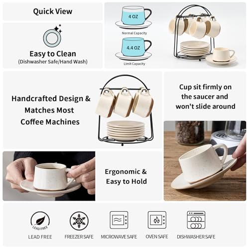 Stackable Cappuccino Cup Set of 6 [4oz]Activated (2.84 Count)
