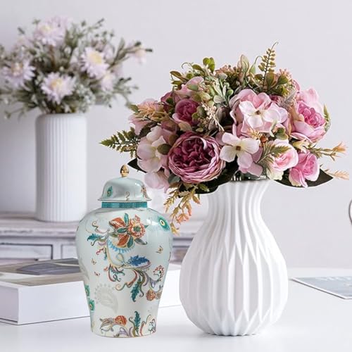 12 inches flowers Ginger Jar with Lid Chinese Decorative Ceramic