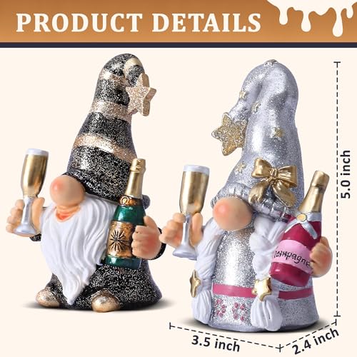 Champagne Gnomes Mother's Day Decorations for Home Party Gnomes Figurines Wine Bar Decor Gnomes Gifts for Women Champagne Birthday Wedding Party Unique Birthday Housewarming (2 Count)