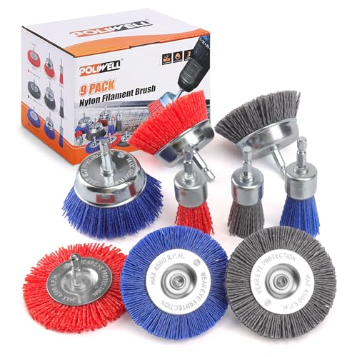9 Pack Nylon Filament Abrasive Wire Sanding Brush Wheel (9 Count)