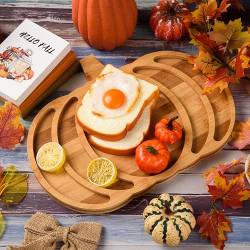 Pumpkin Bamboo Serving Platter Tray Thanksgiving Charcuterie Board