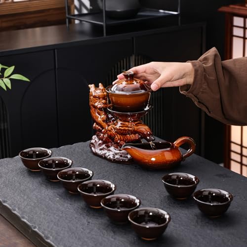 Ceramic Teapot with Infuser Chinese Gongfu Tea Set with 8 Cups