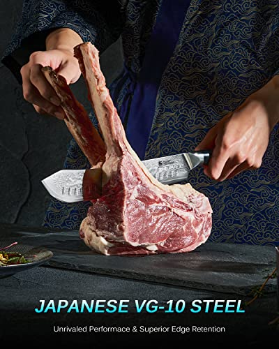 10″ Damascus Butcher Knife for Meat Cutting
