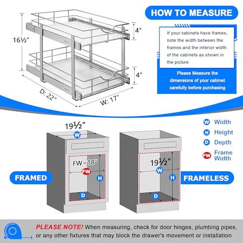 2 Tier Kitchen Cabinet Pullout Shelf and Drawer Organizer