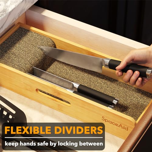 Knife Drawer Organizer Bamboo Insert Dock
