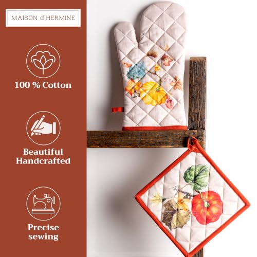100% Cotton Oven Mitt & Pot Holder Set