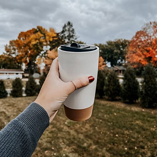Double Wall Ceramic Coffee Travel Mug with Lid