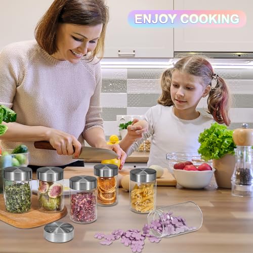 Glass Spice Jar Coffee Sugar Container Airtight Glass Jar Food Storage Canisters Bottle for Kitchen Seasoning Tea Herb Overnight Oats Bar Parfait Snacks