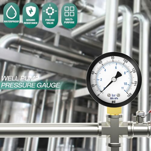 0 160PSI Well Pump Pressure Gauge 2" Dial Size