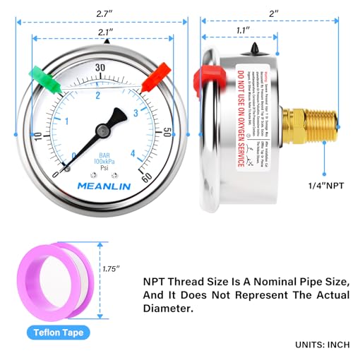 0~60Psi Liquid Filled Pressure Gauge 1