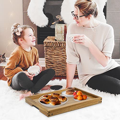 Acacia Bed Tray Table with Folding Legs