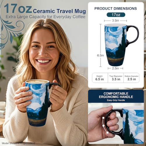 17oz Ceramic Travel Mug with Lid
