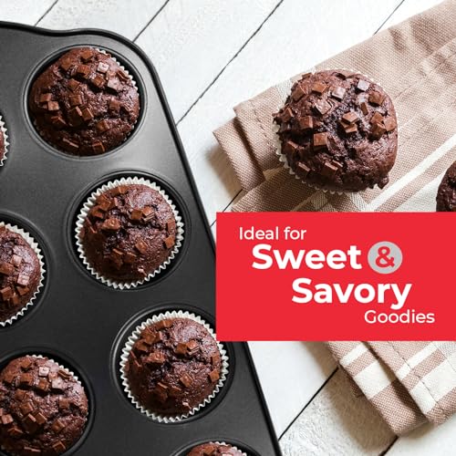 Non-Stick 10-Piece Baking Pan Set, BPA-Free Carbon Steel Bakeware Set with Silicone Handles, Stackable Kitchen Oven Set, Cookie Sheet, Baking Tray, Baking Sheet Set, Oven Safe (446°F) (10 Count)