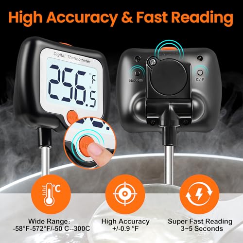 10 Inch Long Digital Candy Thermometer with Pot Clip