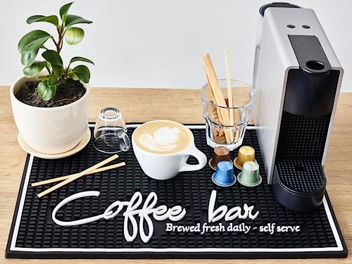 Brewed Fresh Daily Silicone Coffee Bar Mat 18x12 in