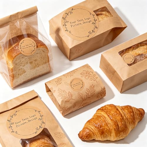 Custom Stickers Kraft Paper Labels Personalized Withe Text (100 Count)