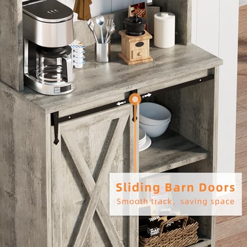 Farmhouse Coffee Bar with 3 Tier Storage Hutch