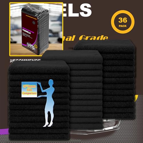 Black Microfiber Cleaning Towels (36 Count)