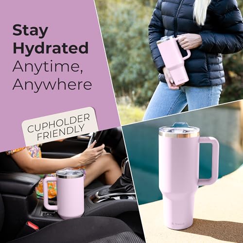40 oz Tumbler With Handle and Straw Made of Stainless Steel