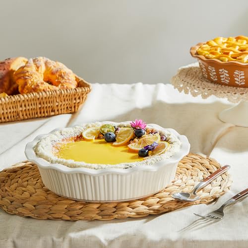 Porcelain Deep Fluted Pie Dish for Baking
