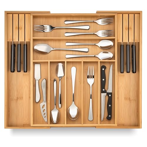 Bamboo Drawer Organizer with Knife Blocks