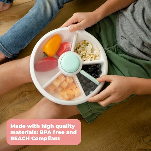Kids Large Snack Spinner Slide Bundle with Hand Strap and Sticker Sheet (4 Count)
