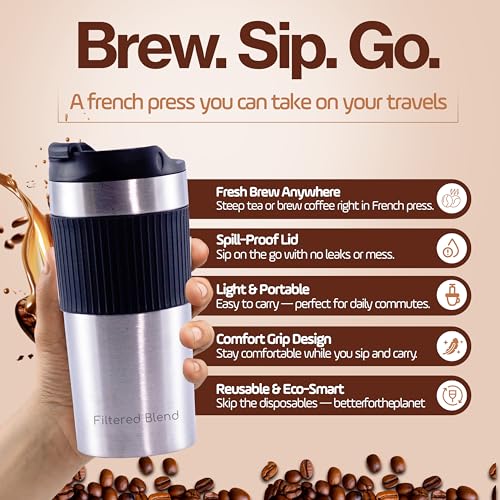 15oz Stainless Steel Travel French Press