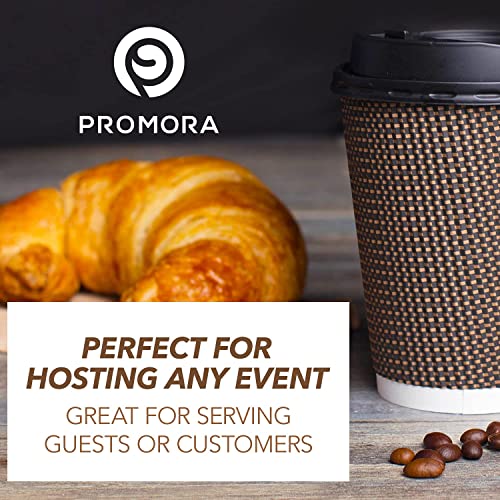 8 oz Brown Disposable Coffee Cups with Lids (200 Count)