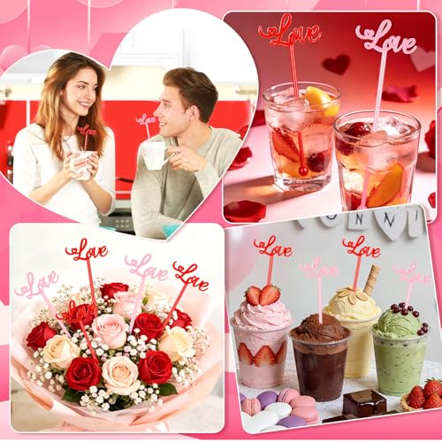 36Pcs Valentines Day Cocktail Stirrers Pink Coffee Bar Supplies