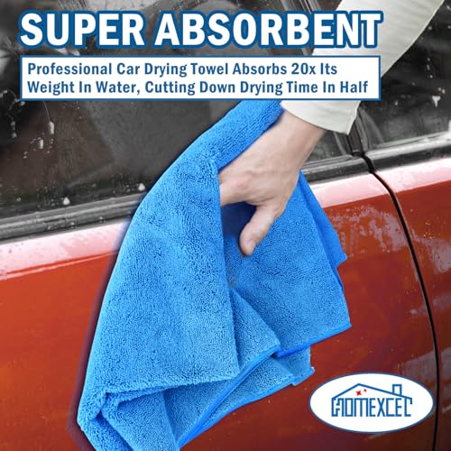 Professional Large Microfiber Car Drying Towels 4 Pack (4 Count)