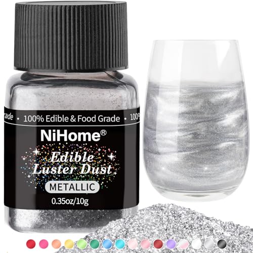 Edible Food Grade Glitter Powder Glimmer Luster Dust Metallic Fancy Food Decorating Sprinkle Glimmery Dust for Drink Wine Beverage Cake Bakery Vegan Allergen